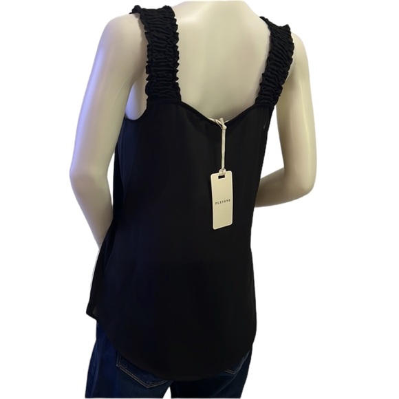 NWT Pleione Square Neck Smock Sleeve Tank Black XS - Picture 2 of 5